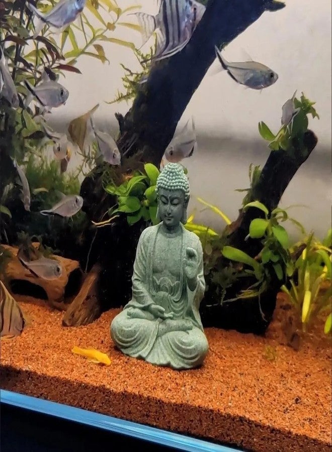 livelyfish Meditating Buddha Statue Natural Sandstone Buda Sculptures for Fish Tank Aquarium Decorations Home Zen Garden Bonsai Ornament Decor, Gifts (Fearless-Small) - Image 4